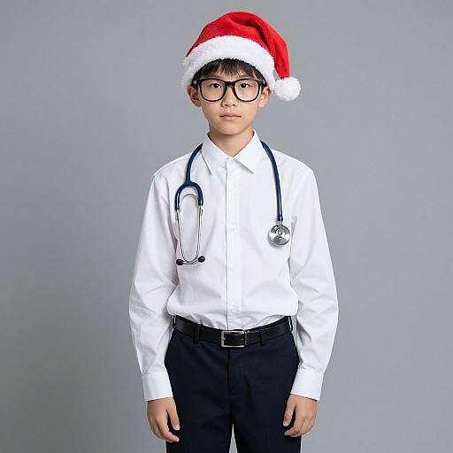 Office Christmas Costume with Santa Hat