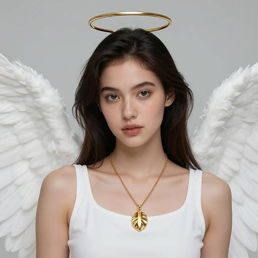 Elegant Female Angel with Golden Accessories