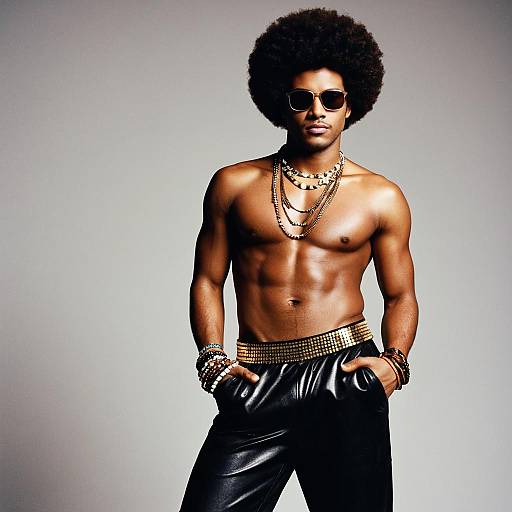 Stylish Afro Man in Disco Outfit