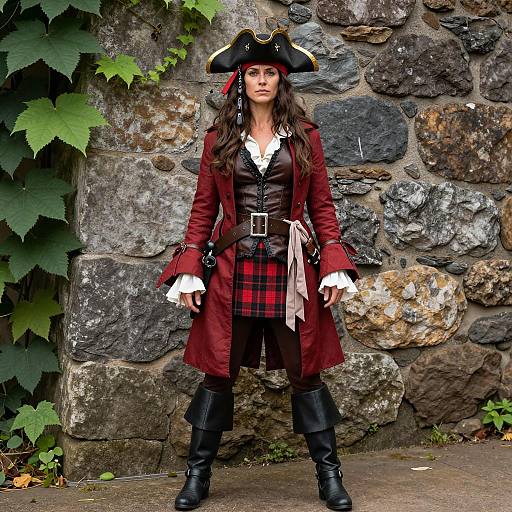 Realistic Pirate Costume Woman Photograph