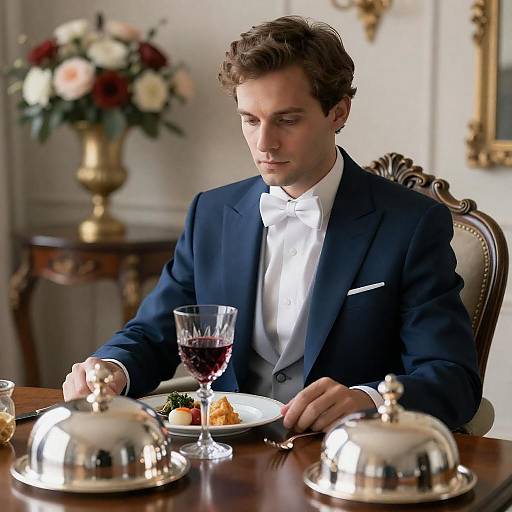Elegant Dining Experience with Focused Man