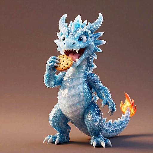 Happy Ice Dragon Eating Cookie