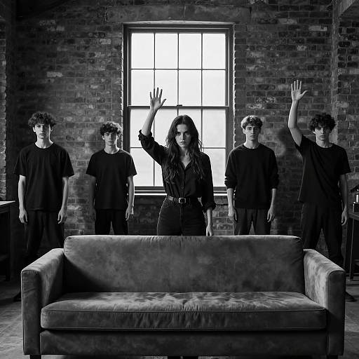 Dramatic Scene in a Dimly Lit Room