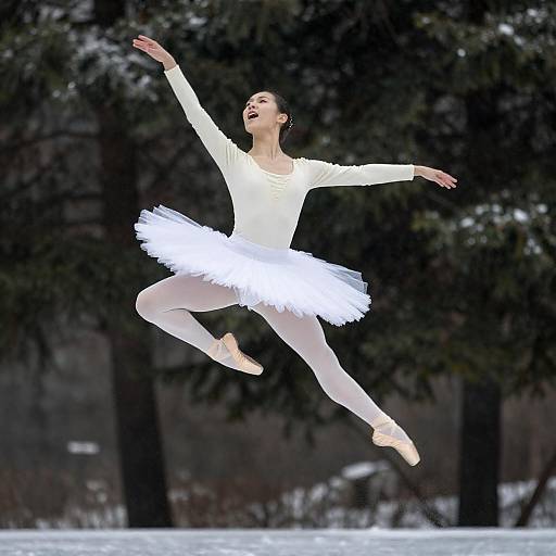 Graceful Ballet Dancer in Winter Scene