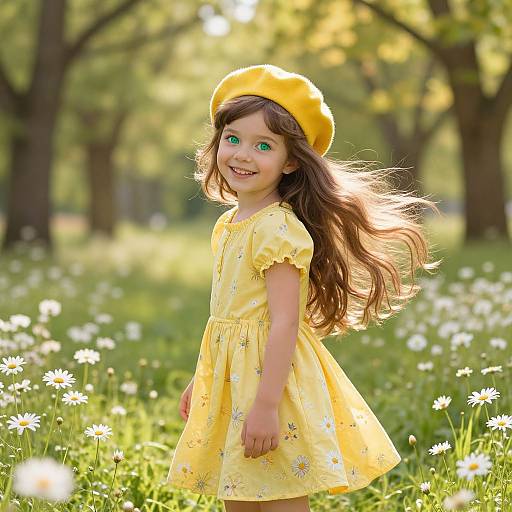 Joyful Girl in Sunny Meadow