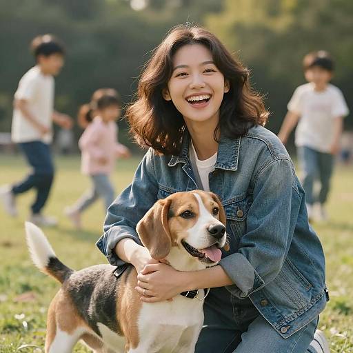 Joyful Moments: Woman and Her Dog