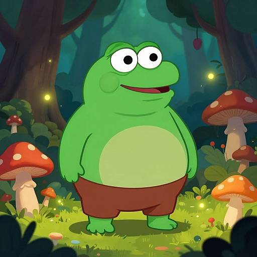 Jovial Fat Pepe in Fantasy Forest