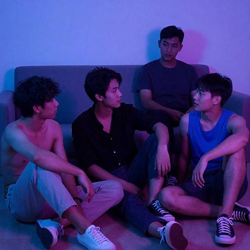 Four Young Men in Moody Lighting