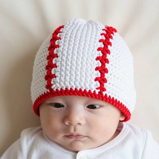 Crocheted Baseball Newborn Hat