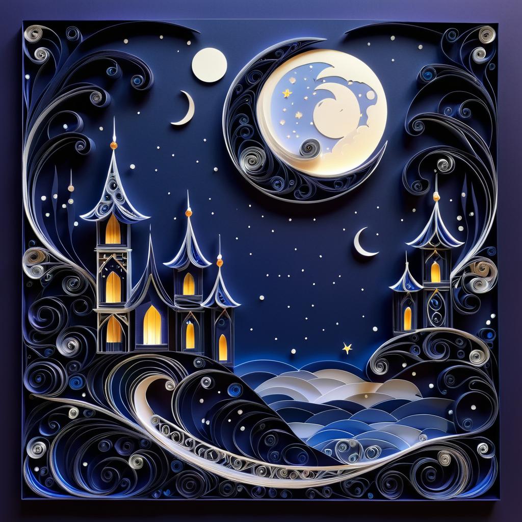 Mystical Moonlit Night Paper Quilling Art