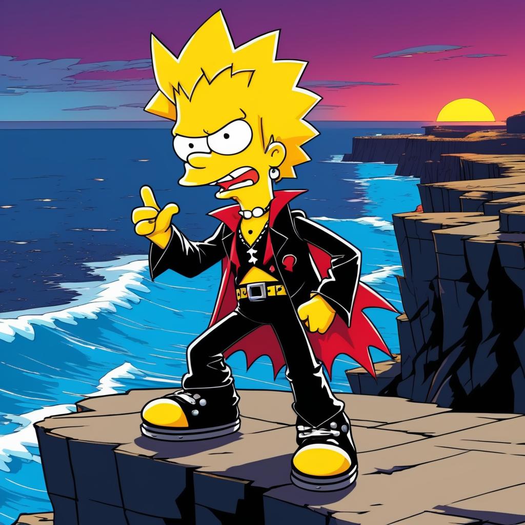 Bart Simpson as Rock Star Vampire at Cliff