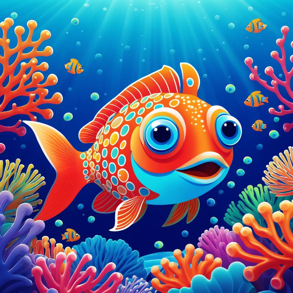 Whimsical Bubbly Fish in Coral Reef