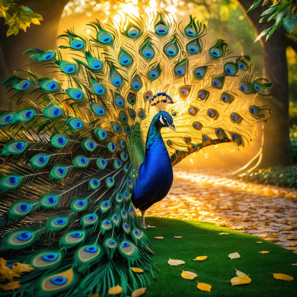 Vibrant Peacock Amidst Chaotic Nature