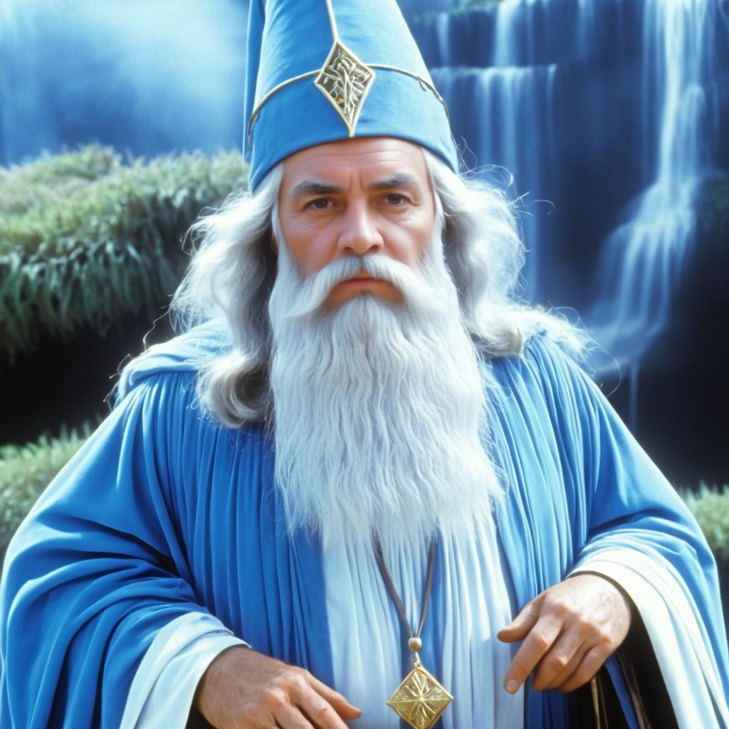 Vintage Fantasy Wizard in Blue Robes