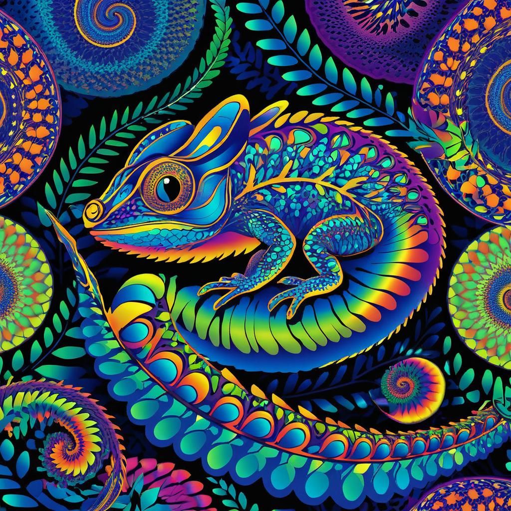 Psychedelic Chameleon Art Creation