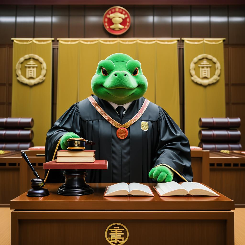 Turtle Judge in Taiwanese Courtroom Scene