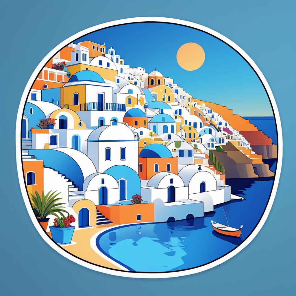 Vibrant Modern Santorini Sticker Design