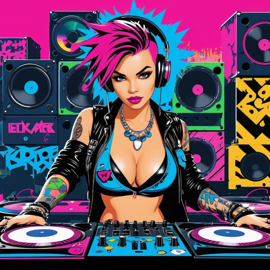 Vibrant Punk Rock DJ Character Design