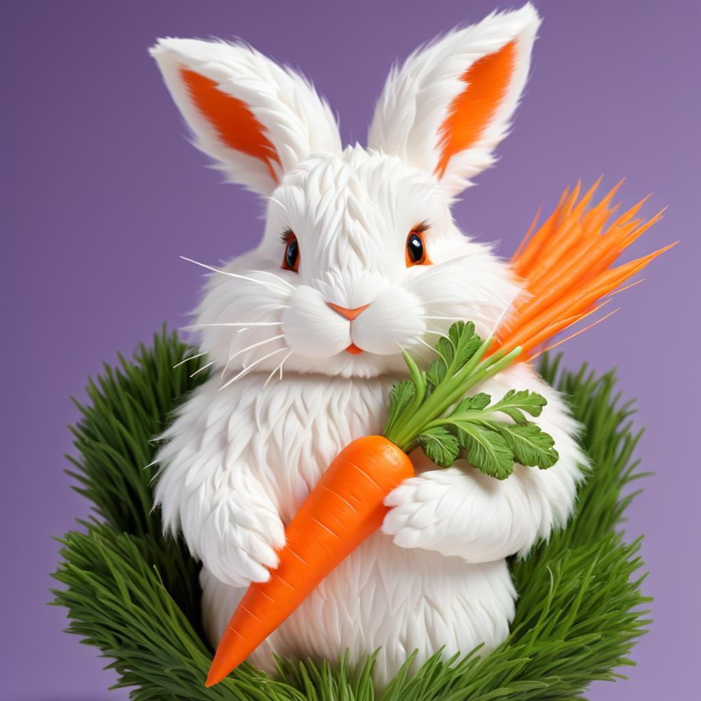 Fluffy Rabbit with Detailed Carrot