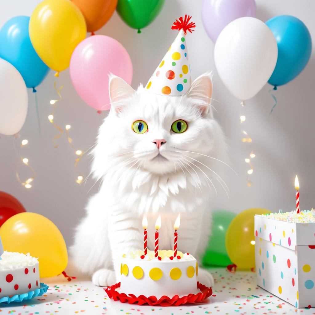 White Cat's Festive Birthday Celebration