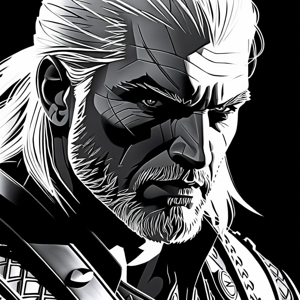 Intense Geralt Illustration in High Contrast