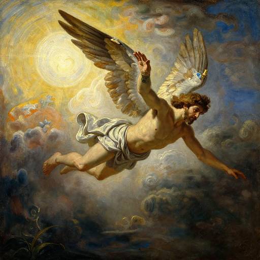 Oil Painting of Icarus Falling from the Sky