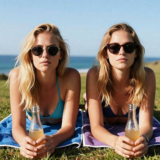 Sunny Beach Day with Two Friends