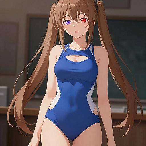 Anime Character in Revealing Swimsuit Art