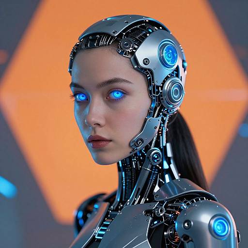 Cybernetic Woman with Glowing Eyes