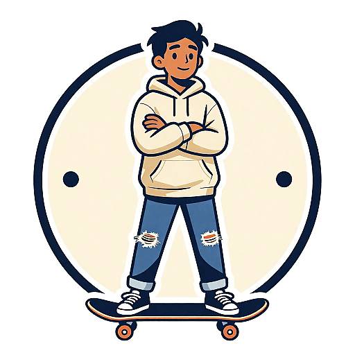 Vintage Teenage Skateboarder Logo Design