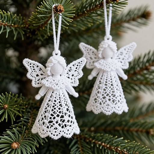 White Lace Angel Ornaments