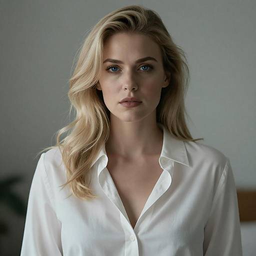 Blue-Tinted Portrait of Blonde Woman