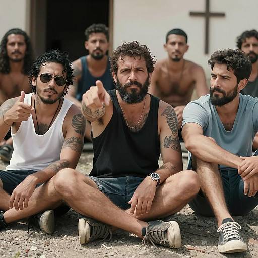 Sunlit Gathering of Six Diverse Men