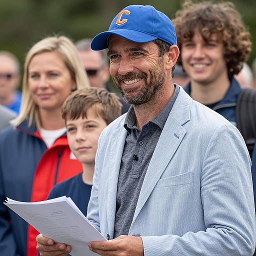 Smiling Man in Colorful Outdoor Scene