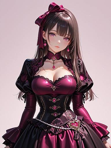 Elegant woman in corset-style velvet dress