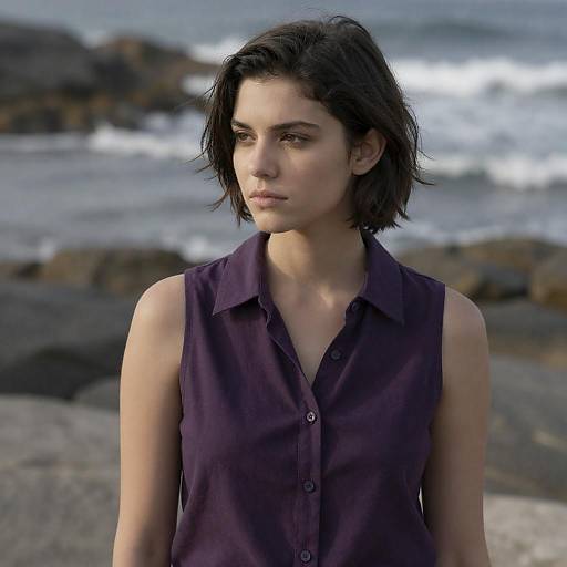 Thoughtful Young Woman by the Shoreline