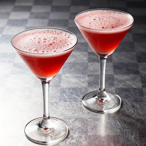 Vibrant Red Cocktails on Reflective Surface
