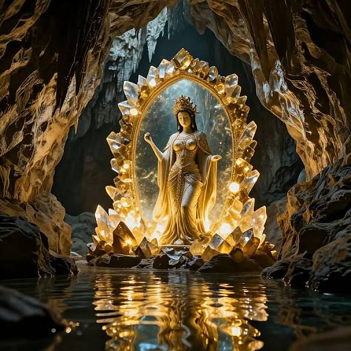 Photorealistic Amaterasu Statue in Cave