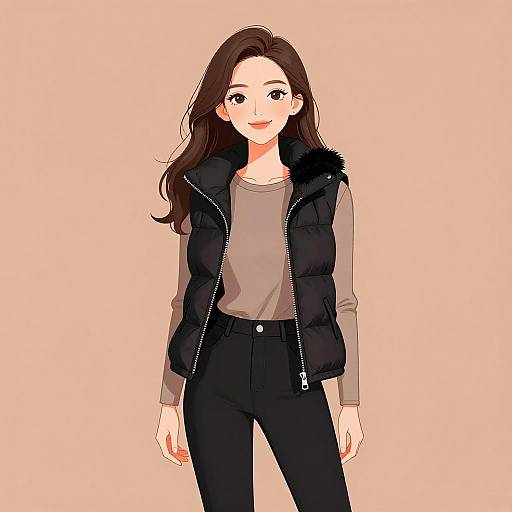 Smiling Woman in Casual Chic Outfit