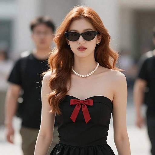 Elegant Young Woman in Sunlit Setting