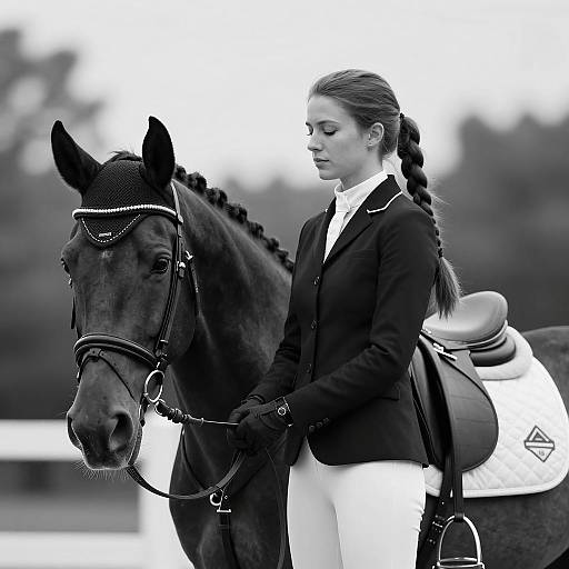 Elegant Equestrian Portrait in Black and White