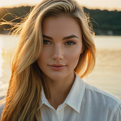 Young Blonde Woman in Golden Hour Light