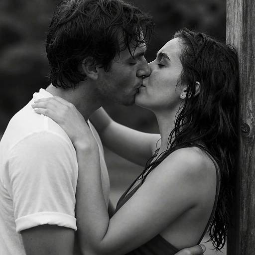 Passionate Black-and-White Embrace