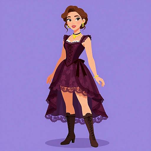 Victorian Woman in Burgundy Brocade