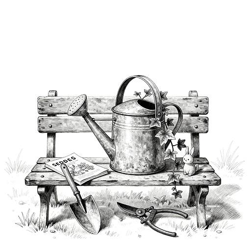 Whimsical Black-and-White Garden Still Life