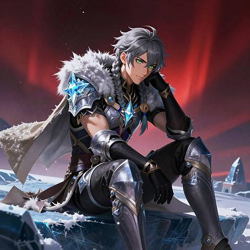 Fantasy Warrior in Frost-Forged Armor