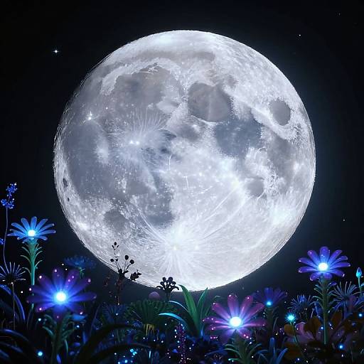 Ethereal Luminescent Moon with Fractals