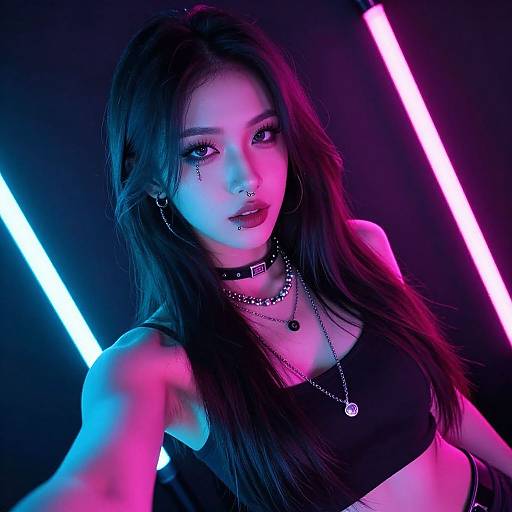 Egirl Selfie with Neon RGB Lighting