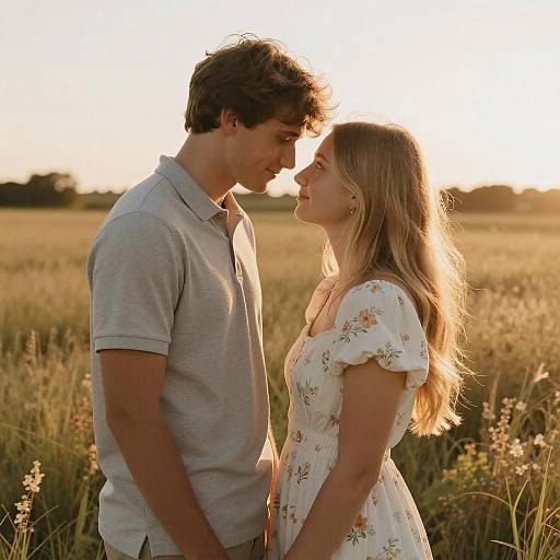 Romantic Couple in Sunlit Field