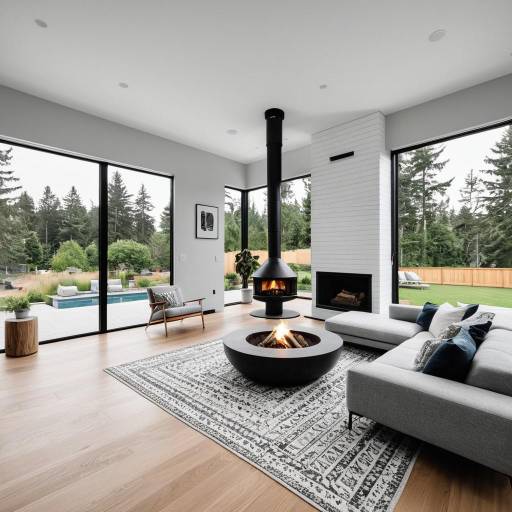 Modern Scandinavian Living Room with Fireplace